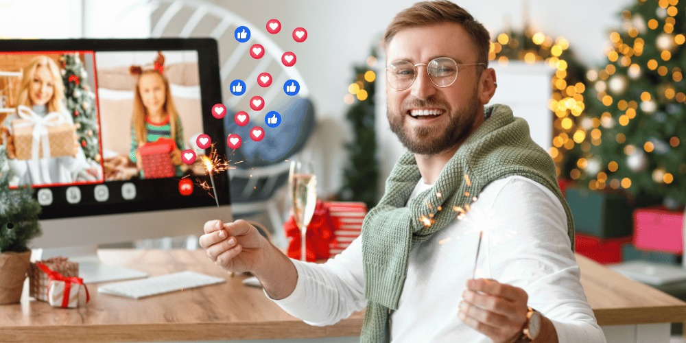 Hombre experto planificando estrategias de marketing navideño para crear campañas de redes sociales exitosas