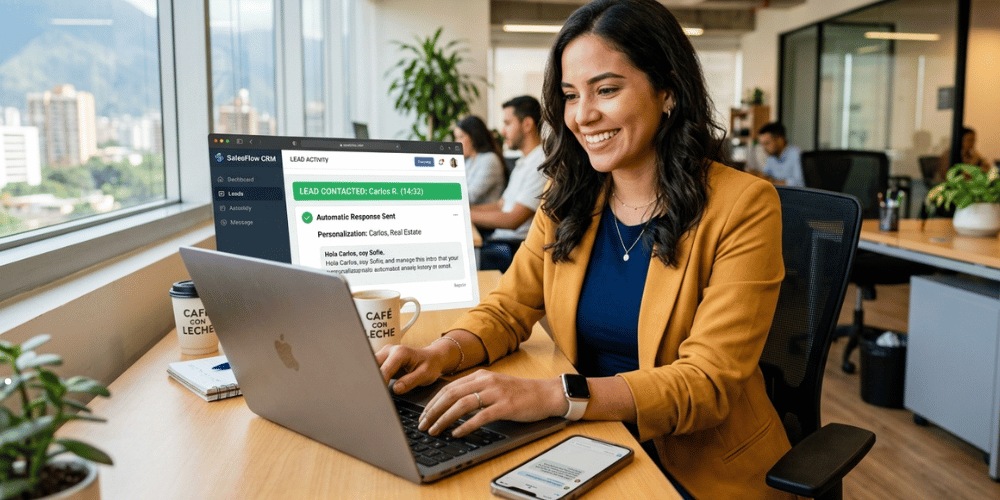 Seguimiento de leads: Chica contacta al lead en segundos con respuesta automática, contenido breve y personalización básica para aumentar conversiones sin esfuerzo manual.

