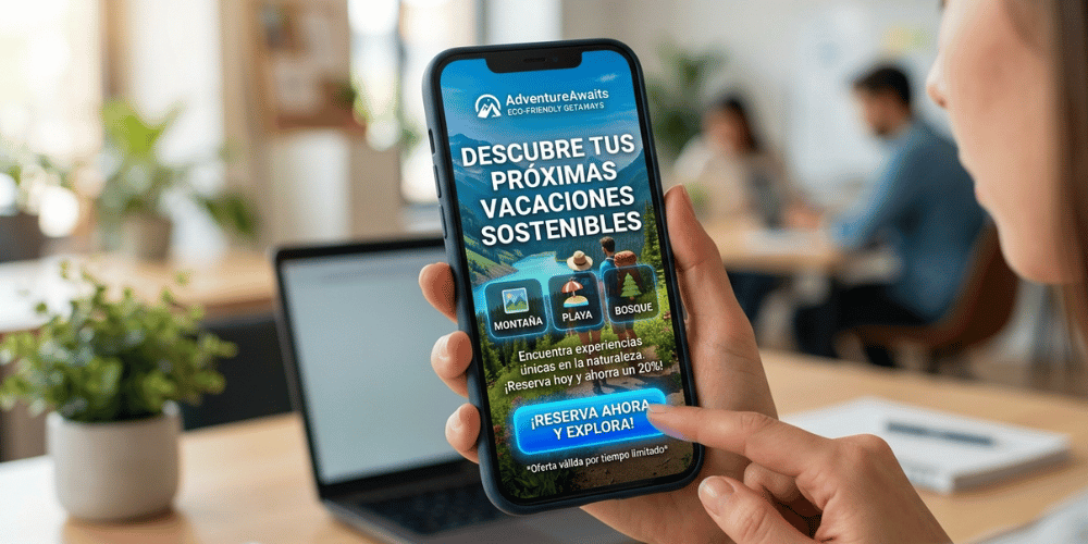 Ejemplo de banners creativos interactivos con gráficos de alta calidad, tipografía legible y botón CTA para campañas publicitarias digitales